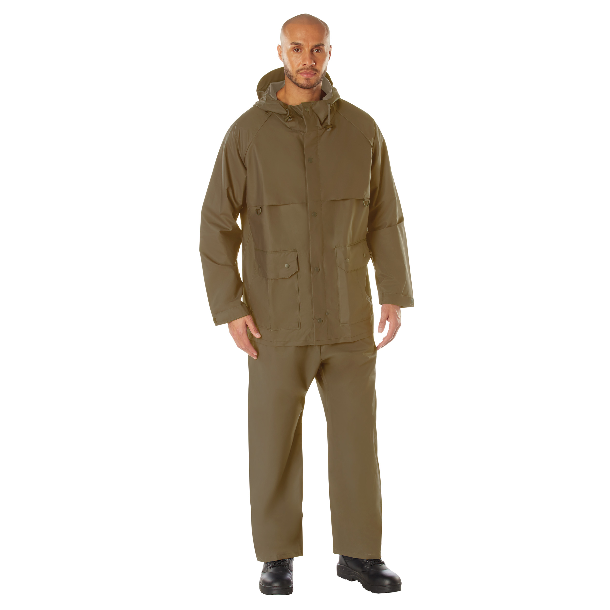 Rothco Rothco 2 Piece Microlite Pvc Rainsuit - Coyote Brown, Medium