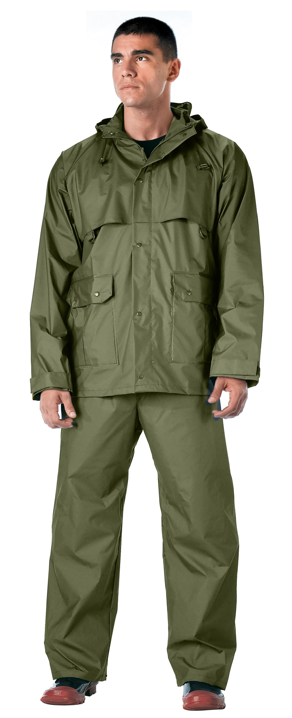 Rothco Rothco 2 Piece Microlite Pvc Rainsuit - Olive Drab, Small