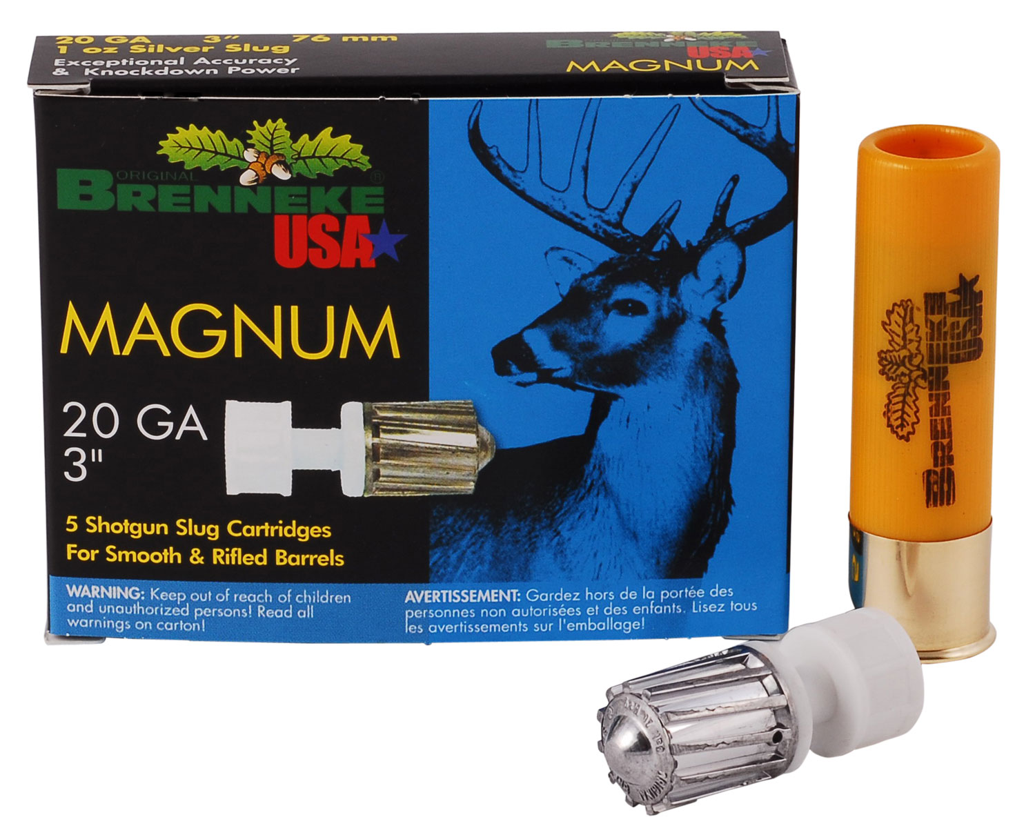 Brenneke USA Magnum 20 Gauge 3" Shotgun Slug, 5/box - SL-203M - Brenneke Usa