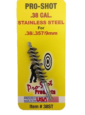Pro-Shot .38/.357 Stainless Steel Bore Brush  38ST - Proshot