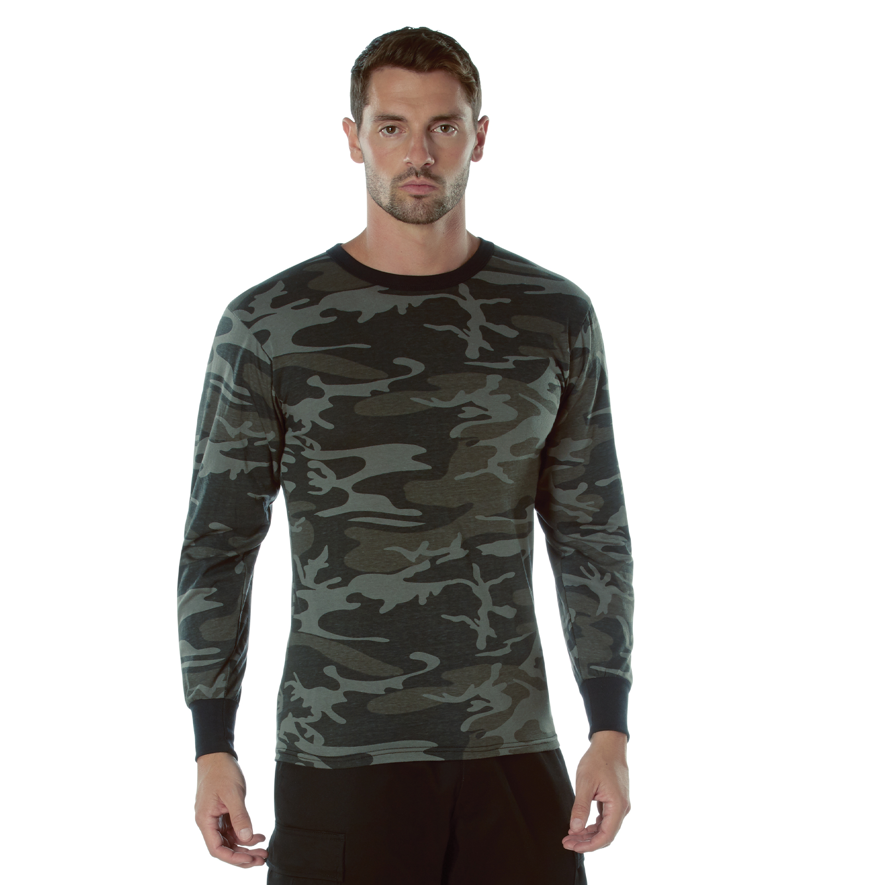 Rothco Rothco Long Sleeve Color Camo T-Shirt - Black Camo, Small