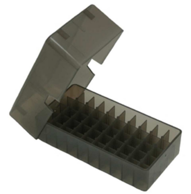 MTM 50rd Slip Top Pistol Box .38/357 - Smoke - E50-38-41 - Mtm Case Gard