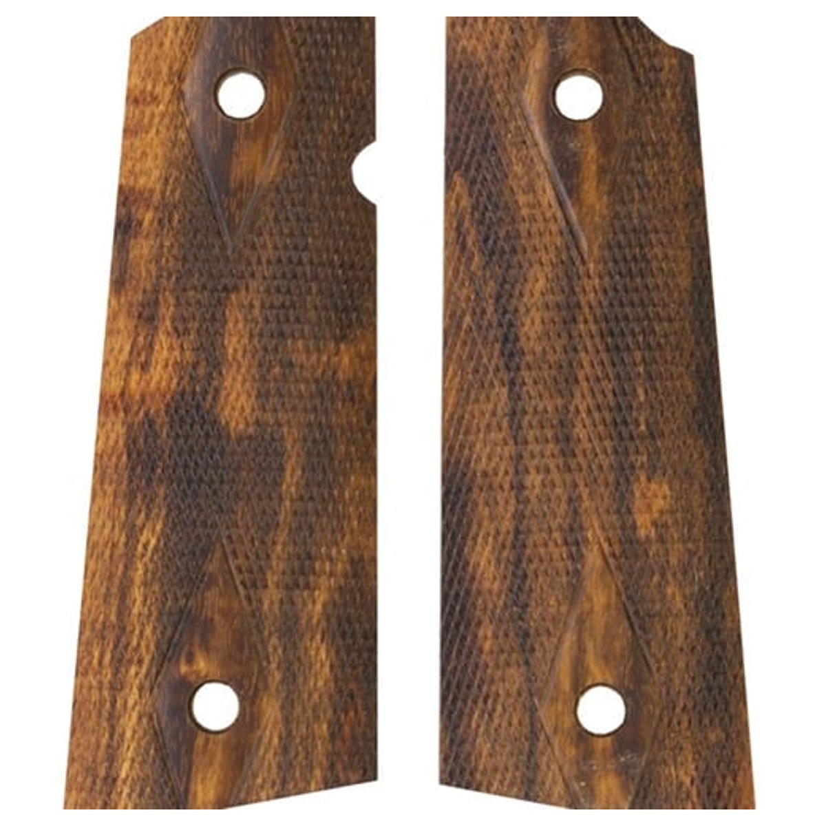 Hogue Goncalo S&A/Techwell Magwell Checkered Grip Panel Fits Colt 1911 Government, Brown - Hogue