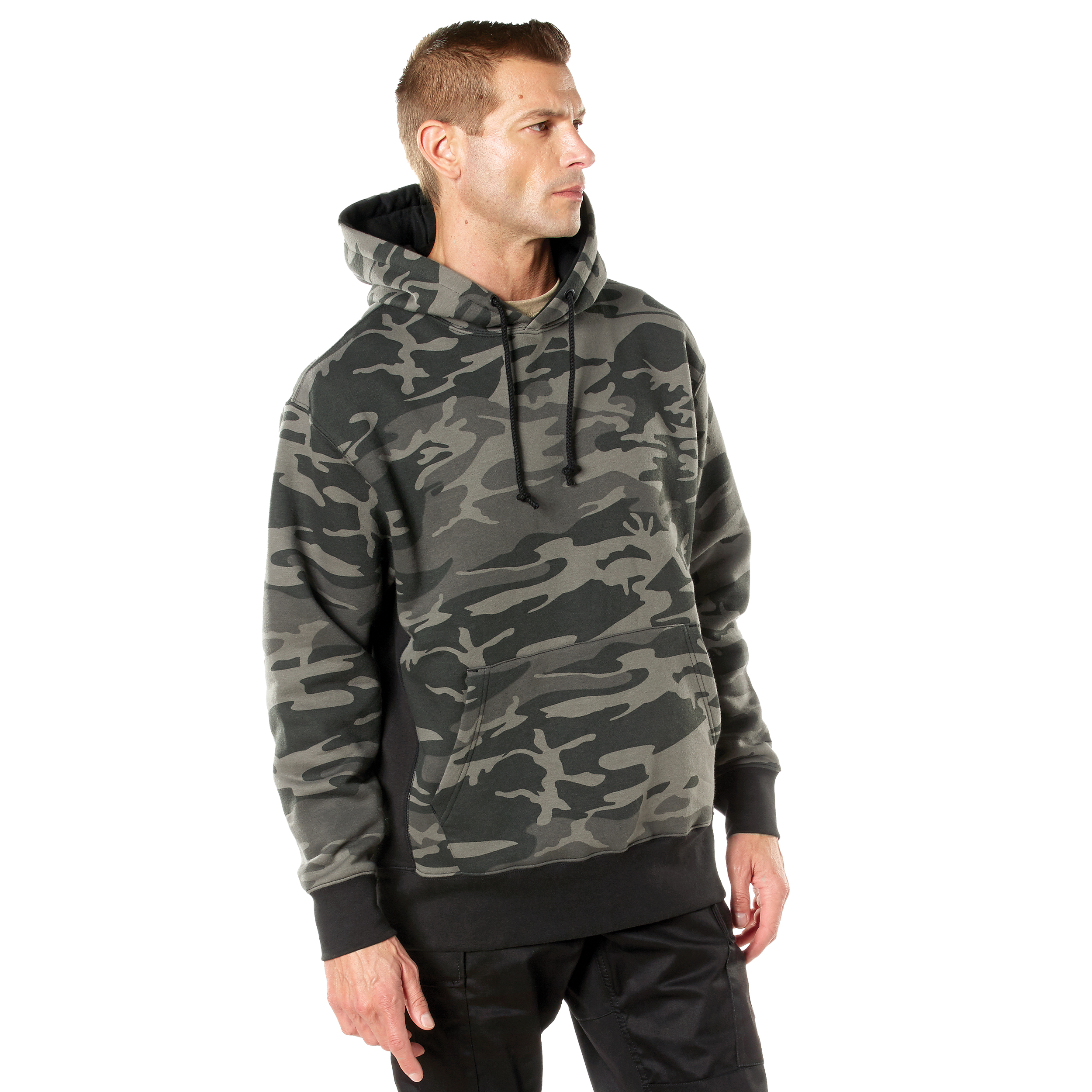 Rothco Rothco Every Day Pullover Hooded Sweatshirt - Black Camo, Large