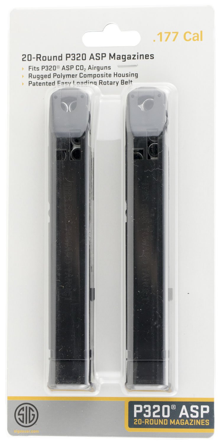 Sig Sauer 20 Round .177 Pellet Sig's P320 Air Pistol Airgun Magazine, Black, 2/pack - AMPC-177-20 - Sig Sauer