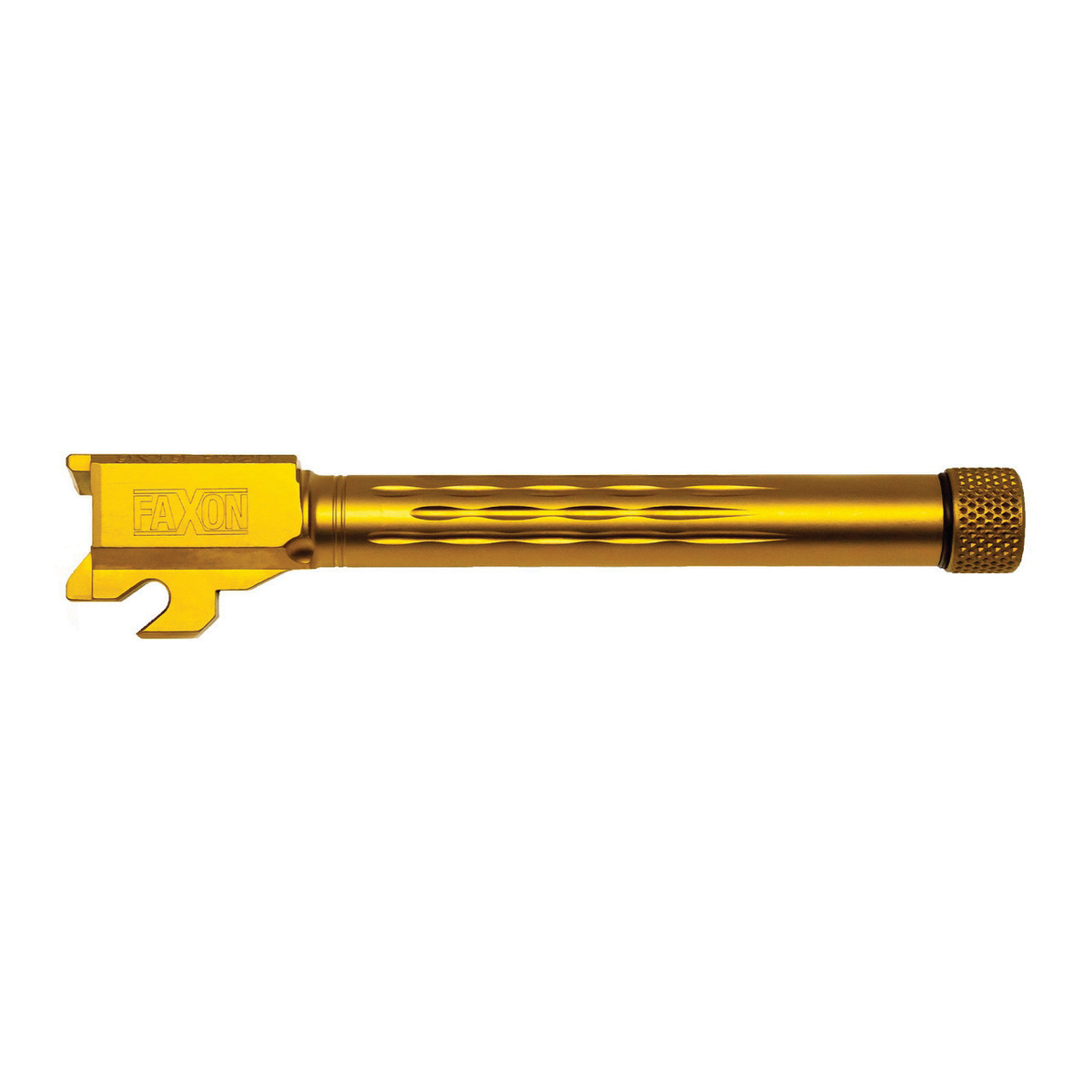 Faxon Firearms Button Rifled Fluted Drop-In Barrel 9mm Fits Sig Sauer P320 Full-Size, Gold - Faxon Firearms