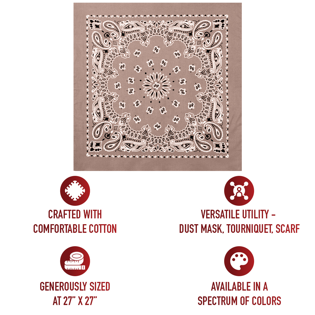 Rothco Rothco Trainmen Paisley Bandana Extra-Large - 27 X 27, Khaki