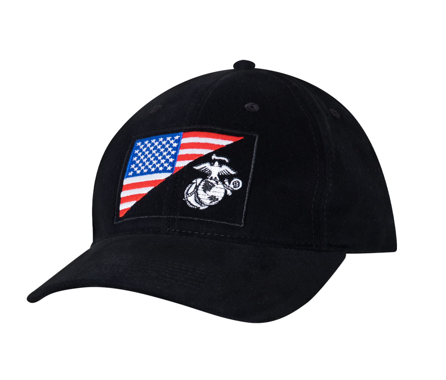 Rothco Rothco Usmc Eagle, Globe And Anchor - Us Flag Low Pro Cap, Black