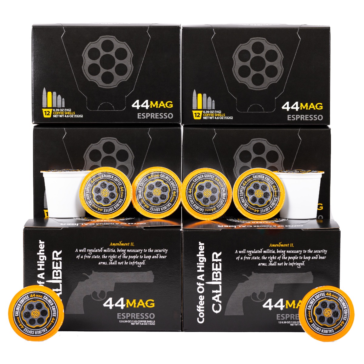 Caliber Coffee .44 Mag Espresso Roast, 72 Pod Bundle (6 boxes)