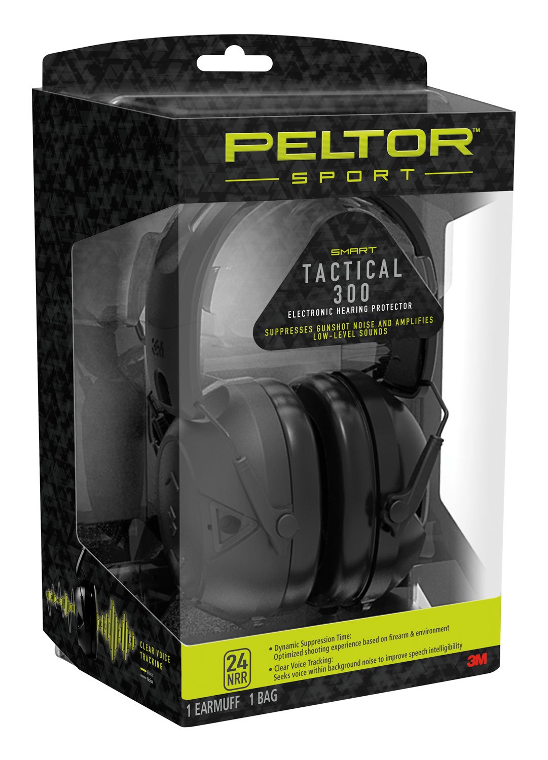 3M Peltor 24 dB Foldable and Adjustable Electronic Hearing Protector, Black - TAC300OTH - 3M Peltor