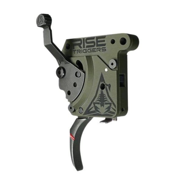 Rise Armament Reliant Hunter 2 - 5 lb Curved Blade Trigger w/Bolt Release Drop-In, Black/Green - Rise Armament