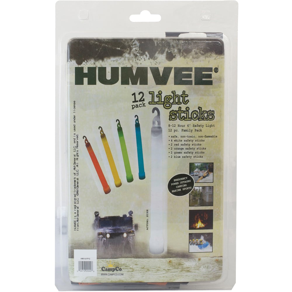 Humvee Adventure Gear Light Stick Family Pack 6", Blue/Green/Red/White - HMV6FP10