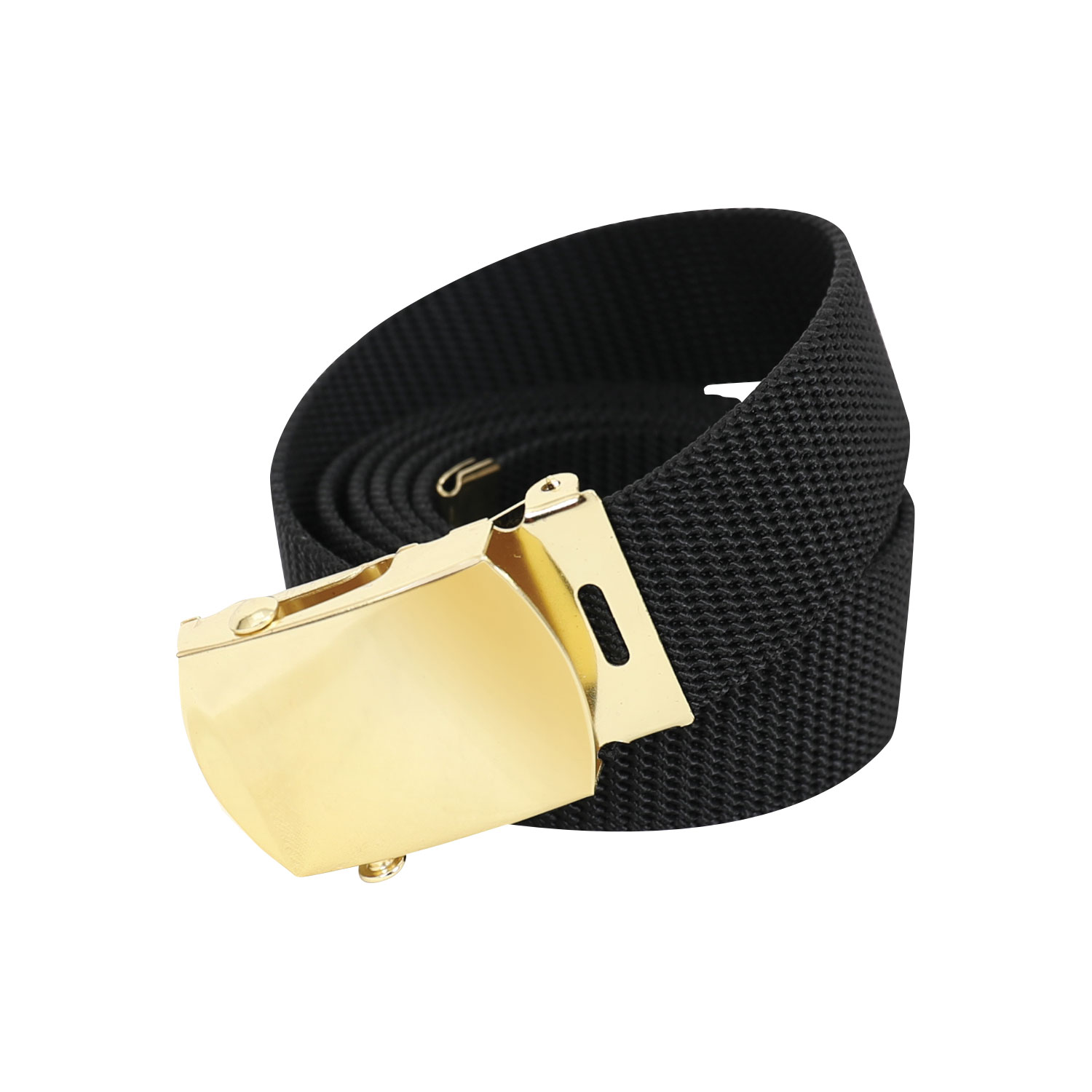 Rothco Rothco Nylon Web Belt - Black Webbing, Gold, Waist Size 54