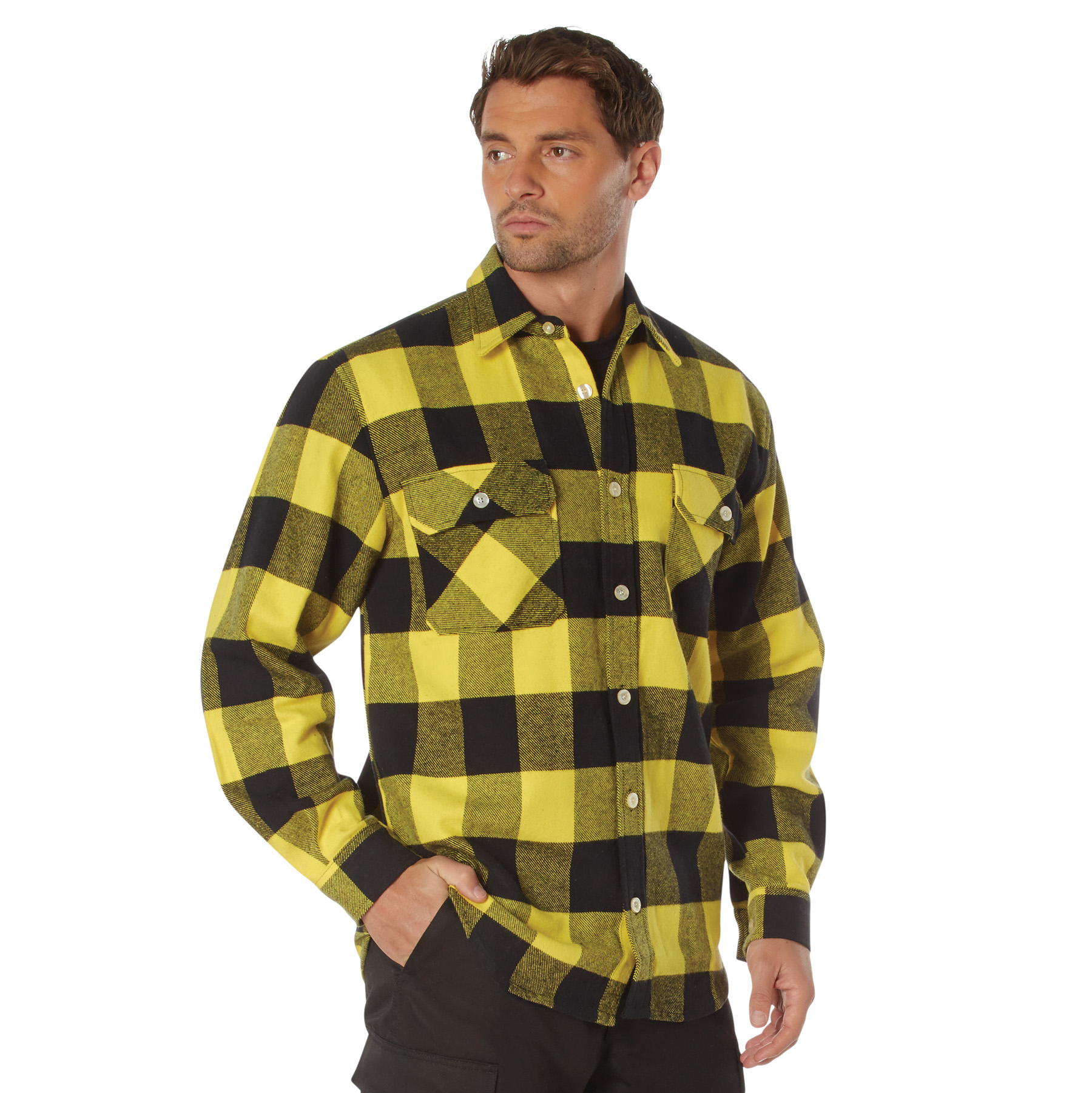 Rothco Rothco Extra Heavyweight Buffalo Plaid Flannel Shirt - Yellow Plaid, Medium