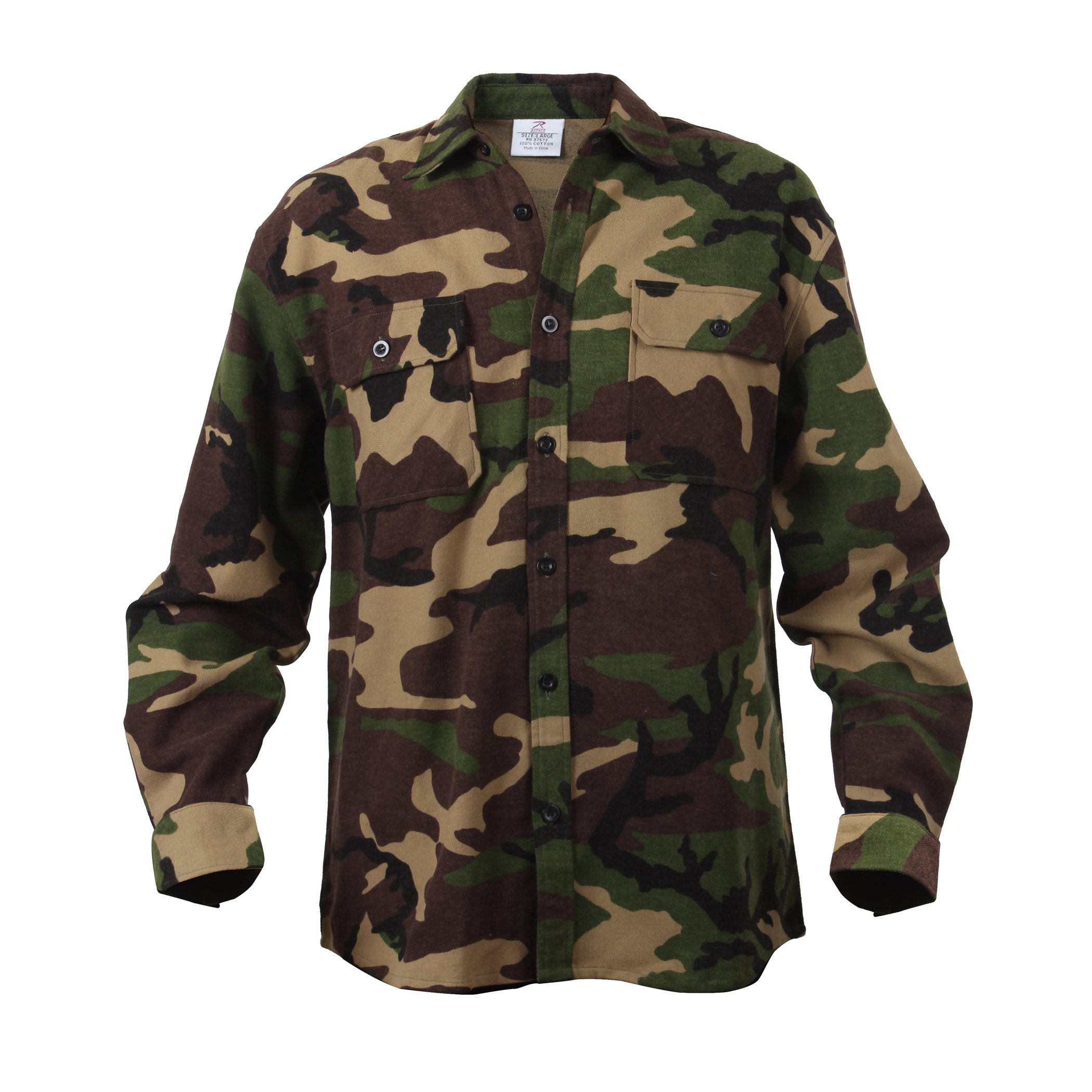 Rothco Rothco Extra Heavyweight Camo Flannel Shirts - Woodland Camo, Small