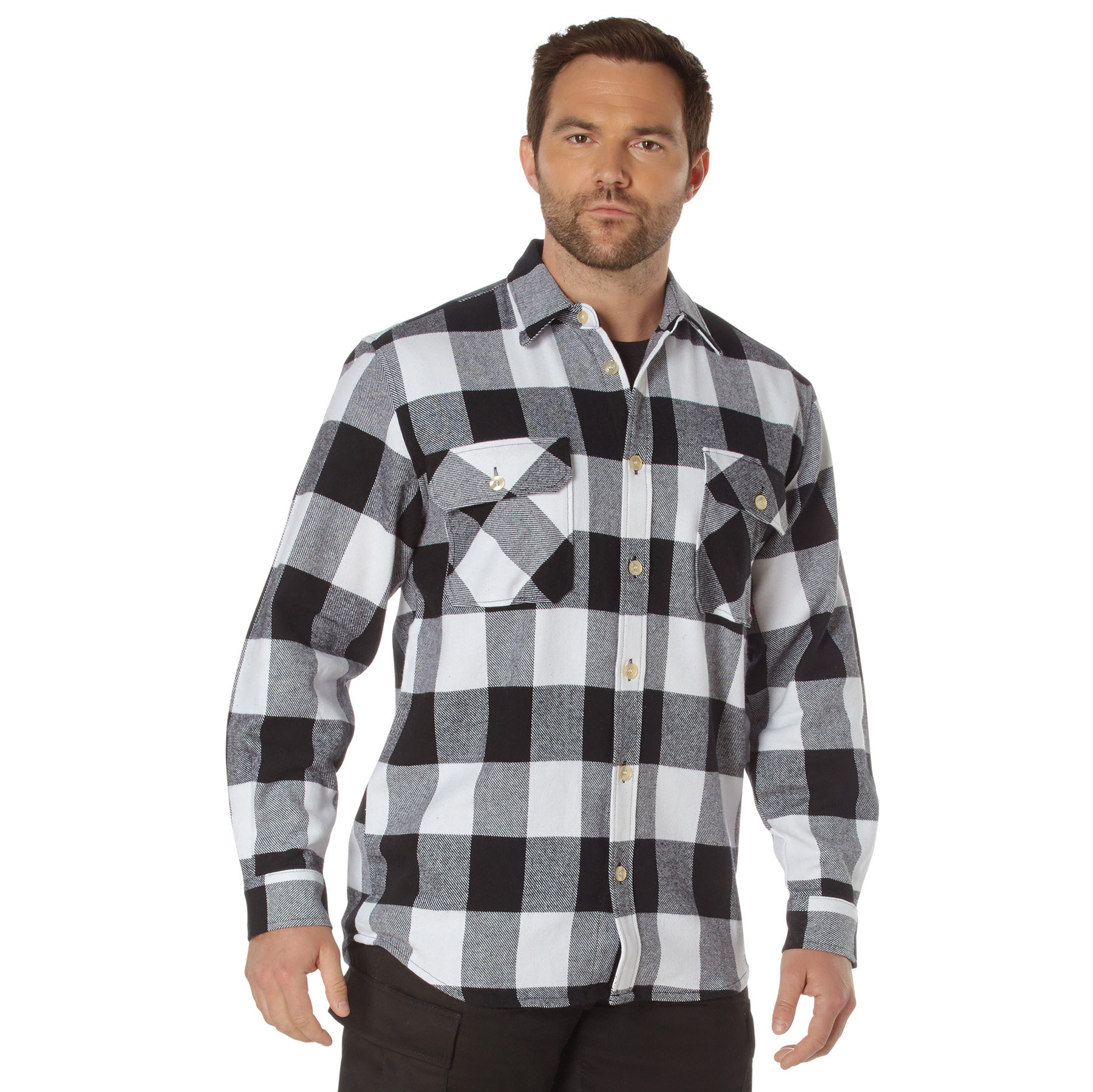 Rothco Rothco Extra Heavyweight Buffalo Plaid Flannel Shirt - White Plaid, Small