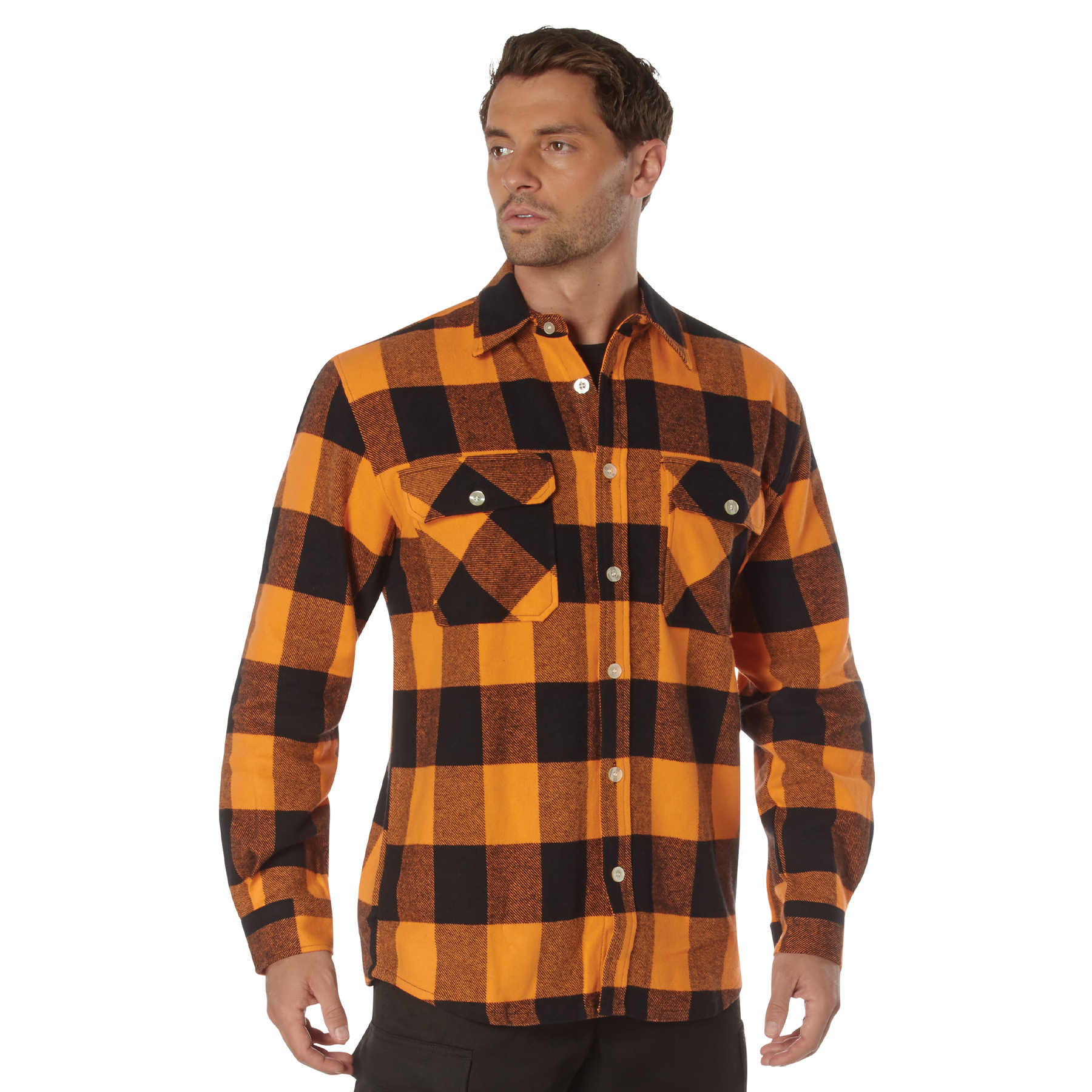 Rothco Rothco Extra Heavyweight Buffalo Plaid Flannel Shirt - Orange Plaid, X-Large