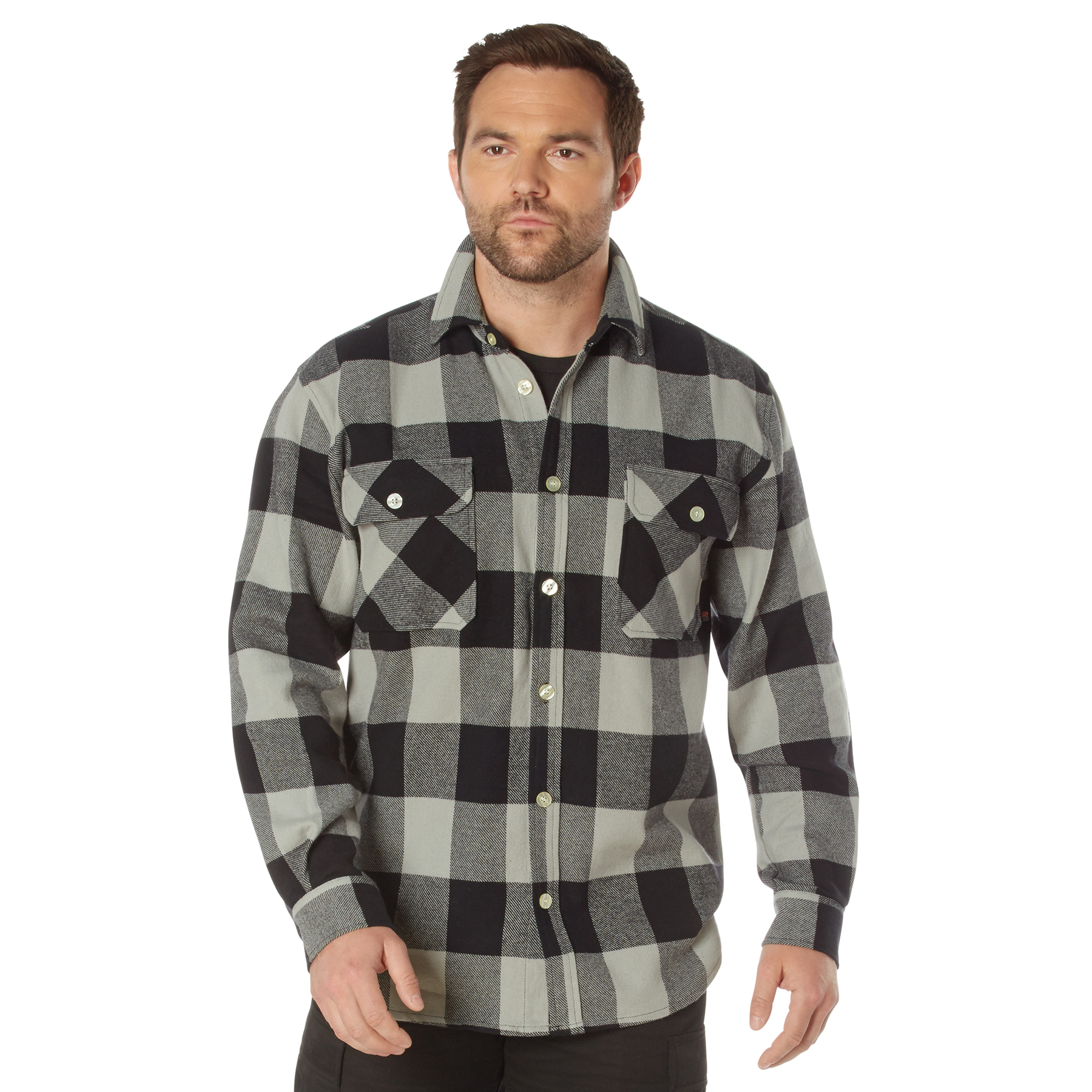Rothco Rothco Extra Heavyweight Buffalo Plaid Flannel Shirt - Grey Plaid, Small