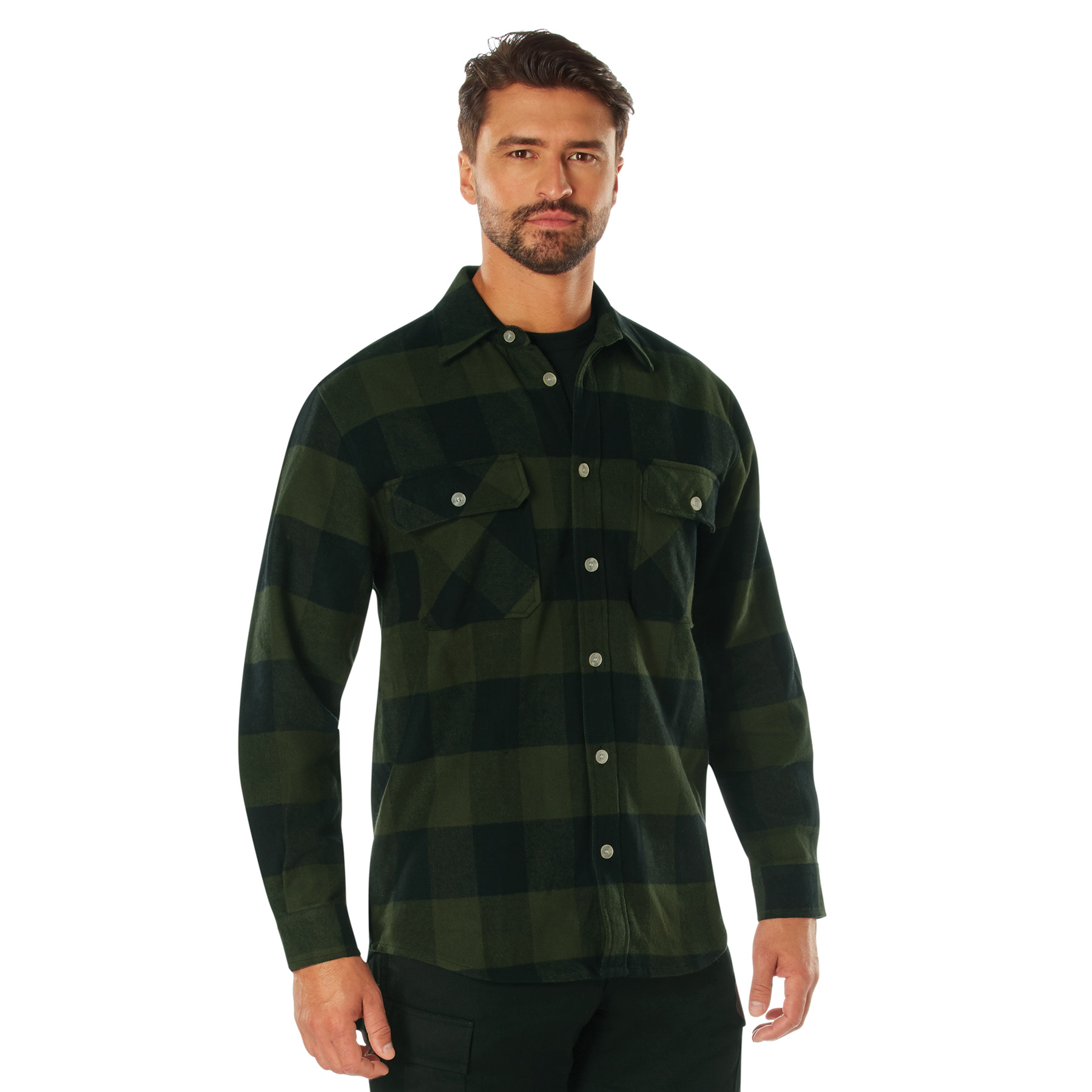 Rothco Rothco Extra Heavyweight Buffalo Plaid Flannel Shirt - Olive Drab Plaid, Medium