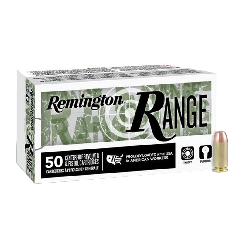 Remington Range .40 S&W 180 gr FMJ 50rds Handgun Ammo for Reliable Practice and Training - R27781 - Remington
