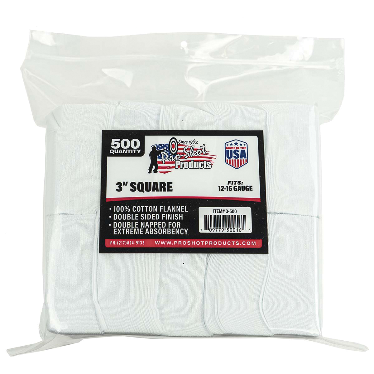 ProShot 12 Gauge/16 Gauge 3" x 3" Square Cleaning Patch - Proshot