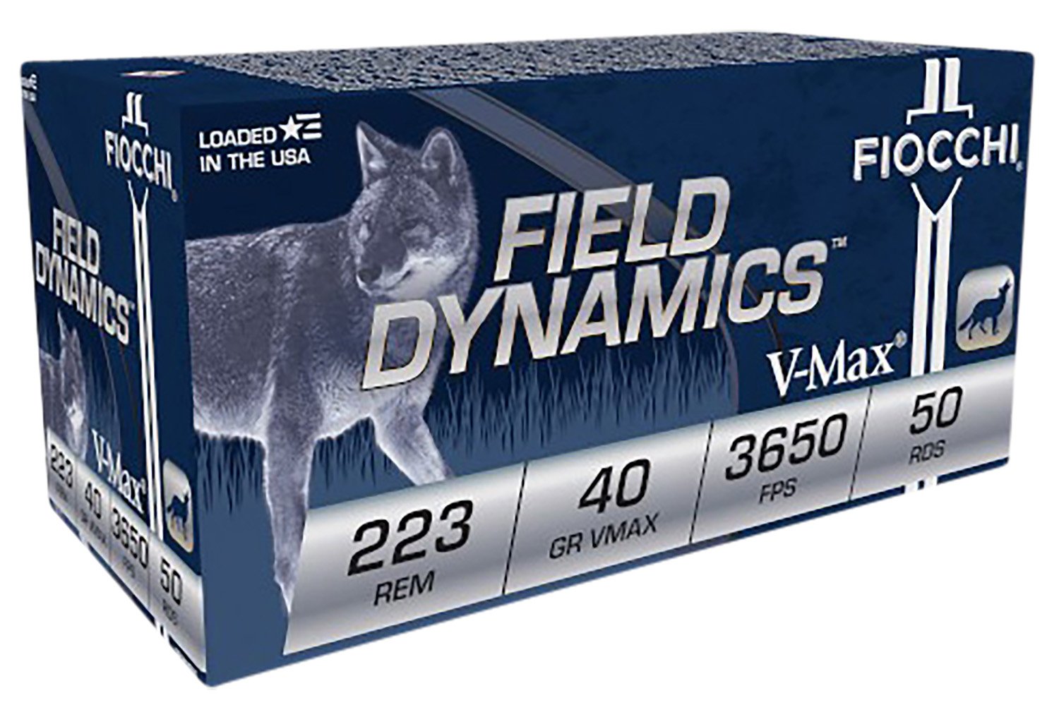 Fiocchi Field Dynamics .223 Remington 40gr V-Max Ammo, 50rds - 223HVB50