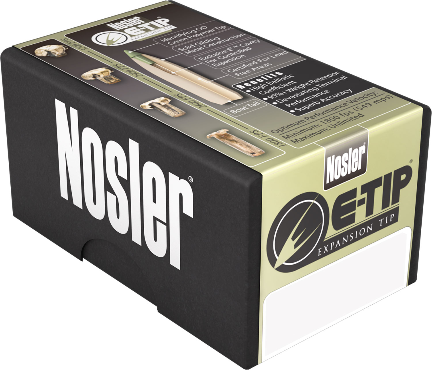 Nosler 243 Win 90 grain Expansion Tip Lead-Free Rifle Ammo, 20/Box - 40030 - Nosler
