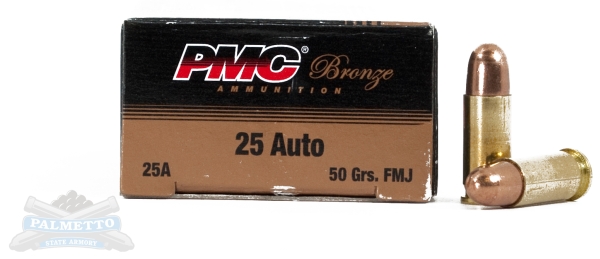 PMC Bronze 25 Auto/ACP 50gr FMJ Ammunition 50rds - 25A - Pmc