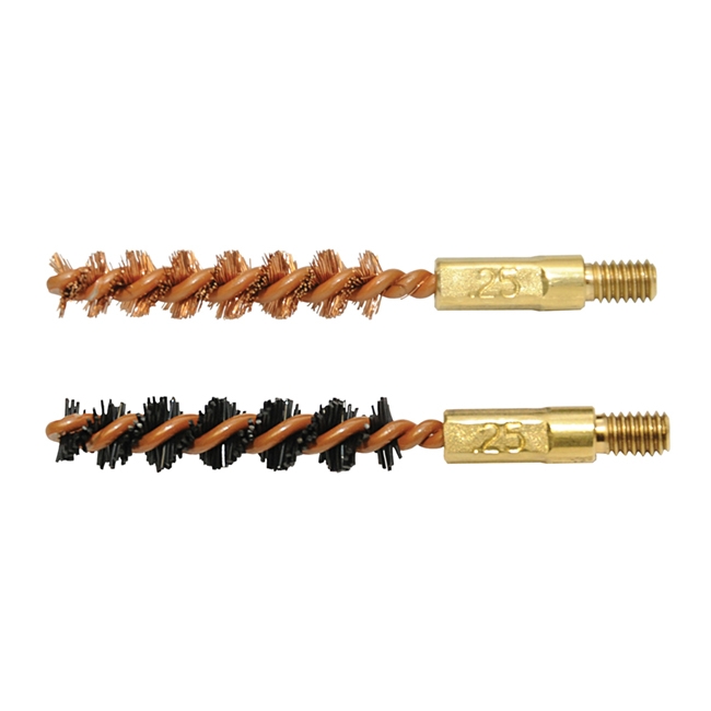Otis .25 Caliber Bore Brush 2 Pack (1 nylon/1 bronze) - FG-325-NB - Otis
