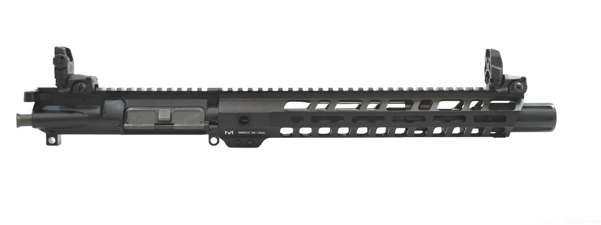 PSA 10.5" 5.56 Lightweight M-lok Slant 12" Upper With MBUS Sight Set, BCG, CH, & Fluted Flash Can - 516447128 - Palmetto State Armory