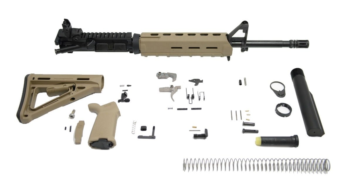 PSA 16" Mid-Length 5.56 NATO 1/7 Phosphate MOE EPT Rifle Kit With MBUS Rear, FDE - Palmetto State Armory