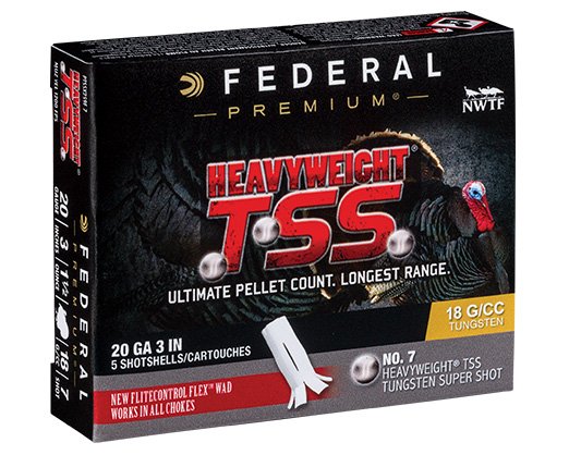 Federal HEAVYWEIGHT TSS, 20ga ,3", 1 1/2oz, #7 ,Turkey Load-PTSSX259F 7 - Federal