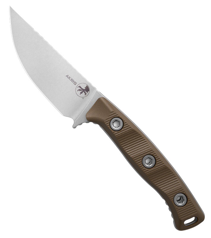 Microtech Knives Microtech Akris With Leather Sheath, Dark Earth