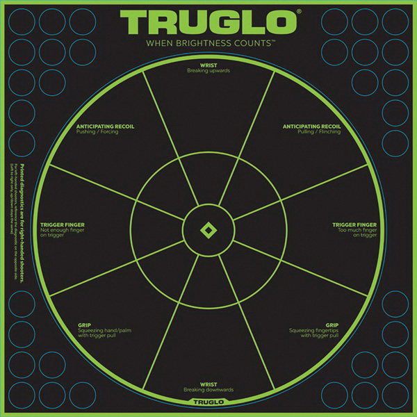 TruGlo Tru See 12" x 12" Splatter Diagnostic Self-Adhesive Target, Fluorescent Green/Black, 6/pack - TG15A6 - Truglo