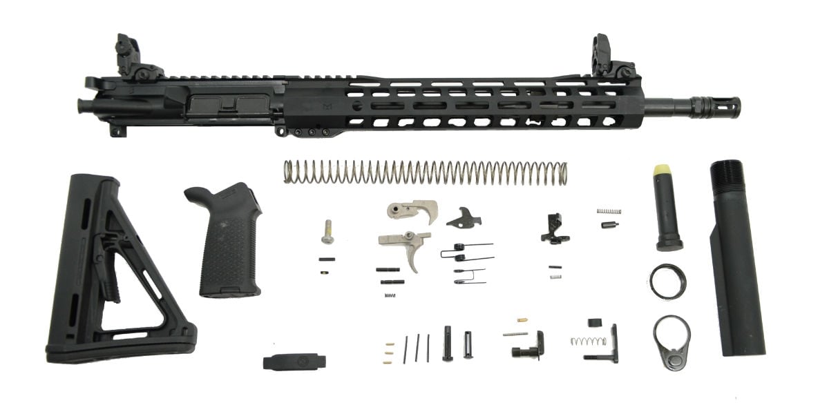 PSA AR-15 Rifle Kit 5.56 16" 1:7 Mid-Lgth Nitride 13.5" LTWT M-Lok MOE w/ MBUS Sights - Palmetto State Armory