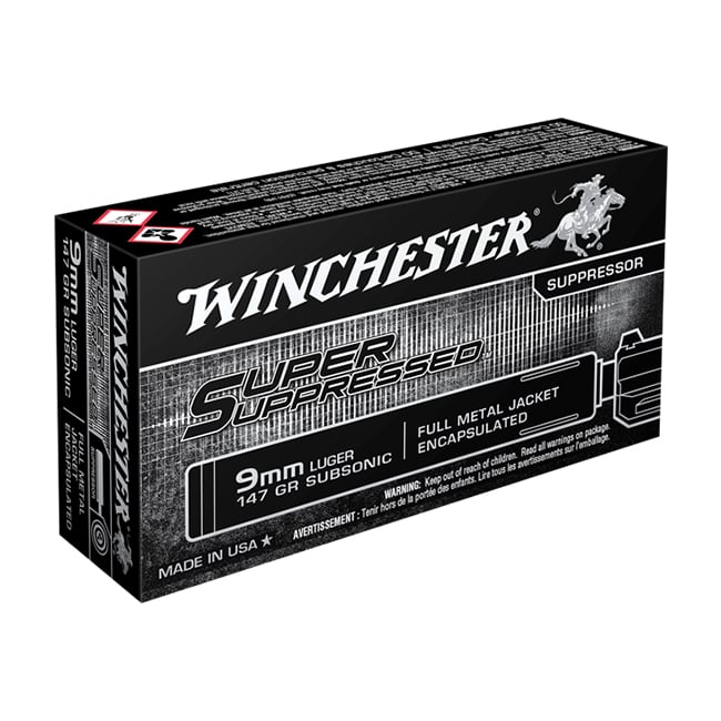 Winchester Super Suppressed 9mm Ammo 147 Grain FMJ 50rds - SUP9 - Winchester