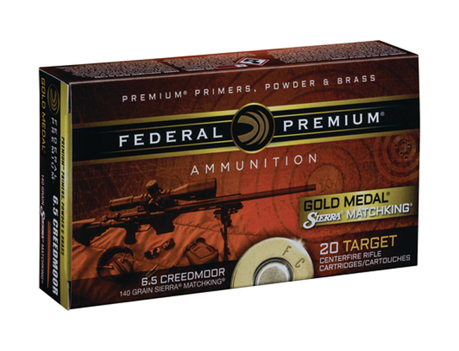 Federal 6.5 Creedmoor 140gr Sierra MatchKing BTHP Gold Medal Rifle Ammunition, 20 Rounds - GM65CRD1