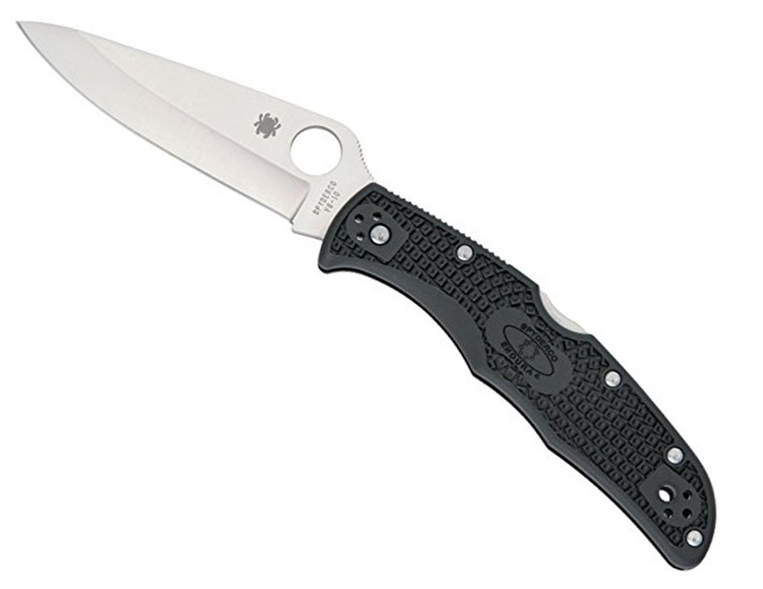 Spyderco Endura 4 Flat Ground Plain Edge Knife, Black - C10FPBK - Spyderco