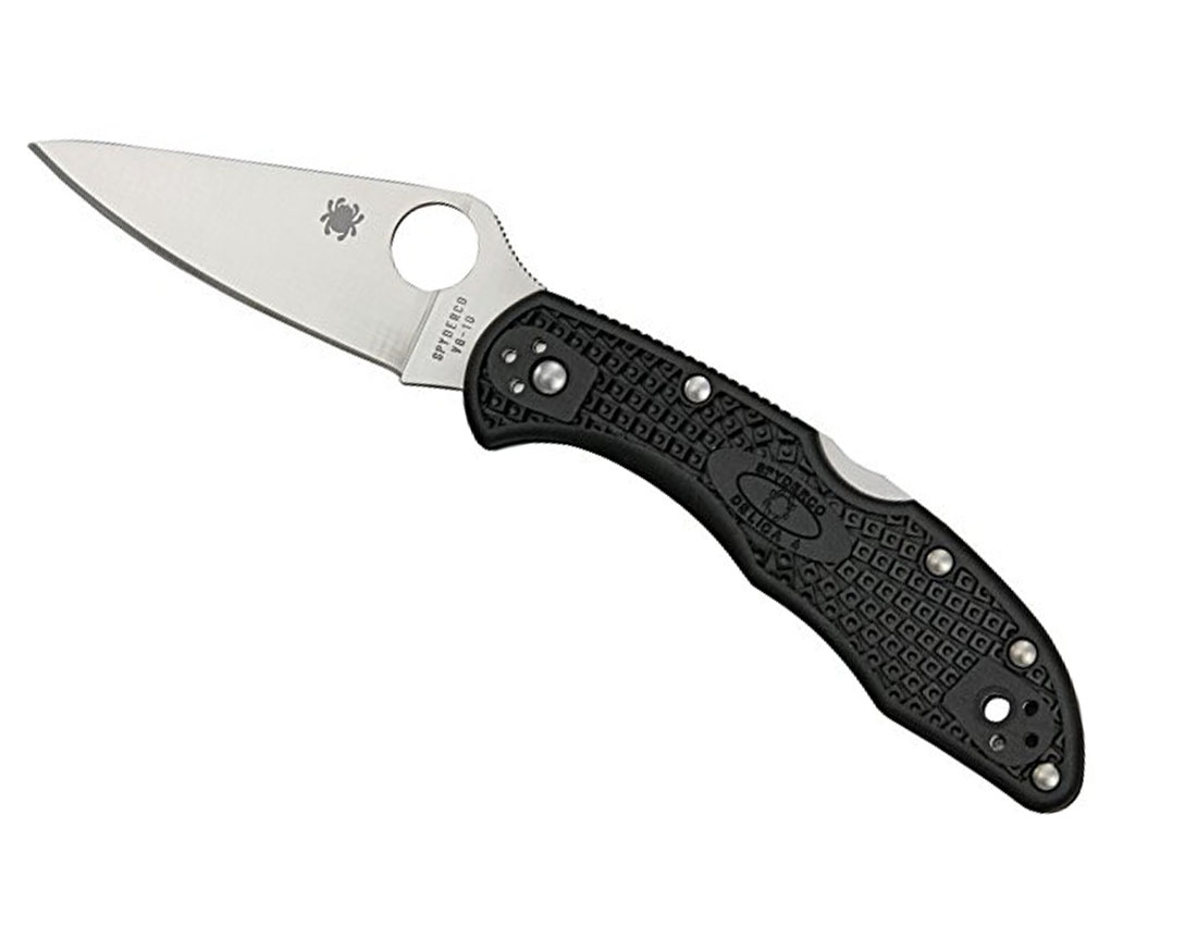 Spyderco Delica 4  Lightweight Flat Ground Plain Edge Knife, Black - C11FPBK - Spyderco