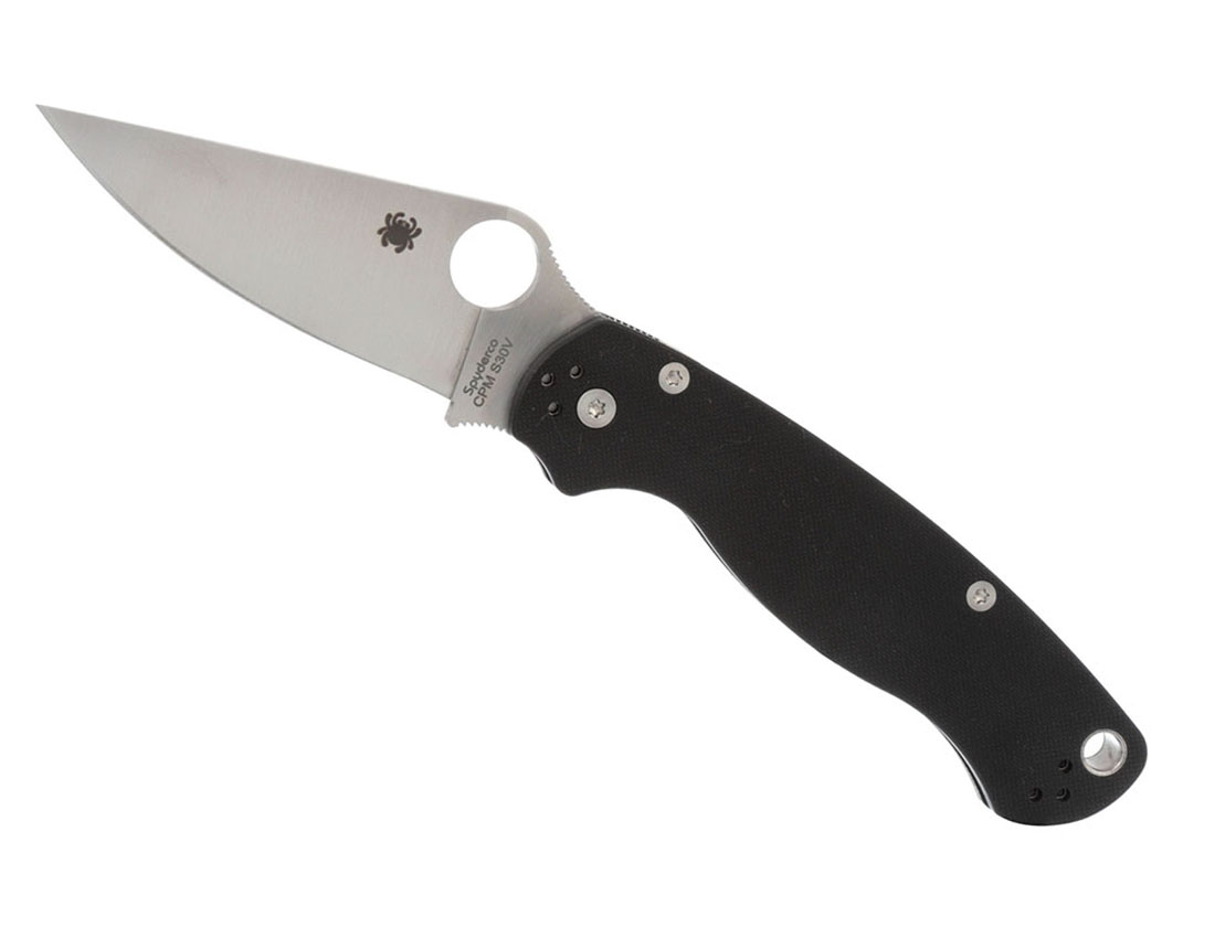 Spyderco Para Military 2 G-10 Plain Edge Knife, Black - C81GP2 - Spyderco