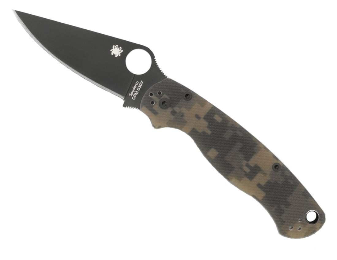 Spyderco Para Military 2 G-10 Plain Edge Black Blade Knife, Camo - C81GPCMOBK2 - Spyderco
