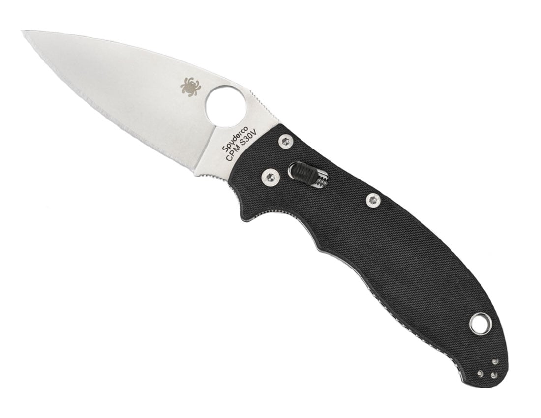 Spyderco Manix 2 G-10 Plain Edge Knife, Black - C101GP2 - Spyderco