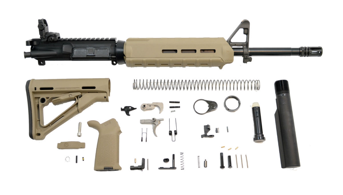 PSA 16" Mid-length Nitride 5.56 NATO 1/7 Flat Dark Earth MOE EPT CTR Rifle Kit with Rear MBUS - Palmetto State Armory