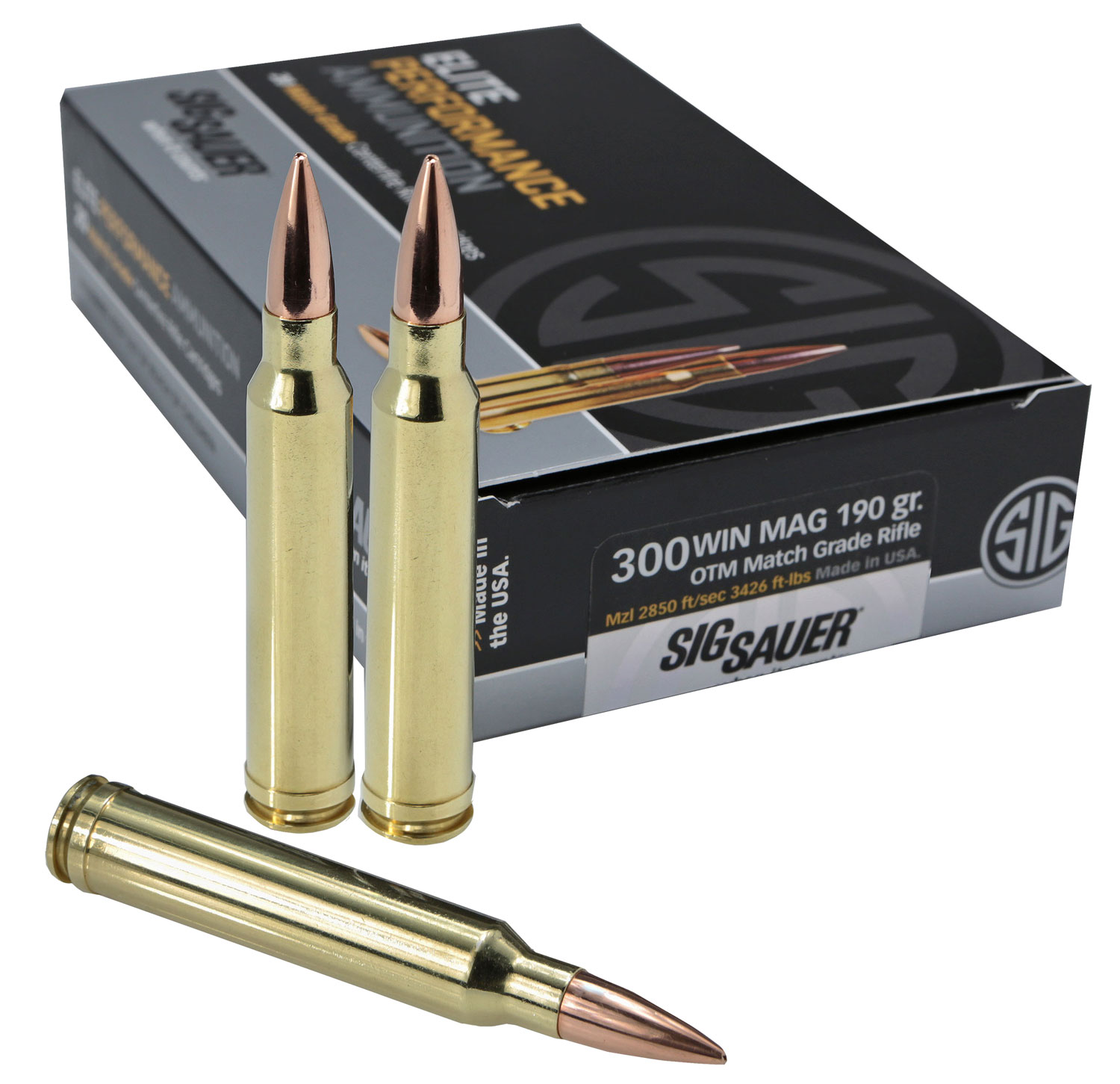Sig Sauer .300 Win Mag 190 Grain OTM Match Grade Rifle Ammunition, 20 Rounds - E3WMM1-20 - Sig Sauer