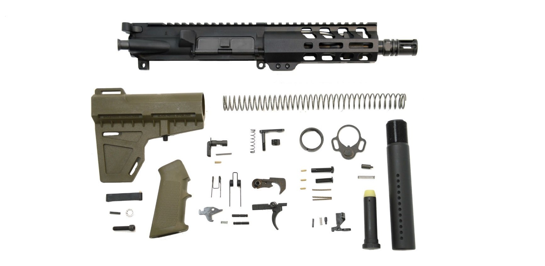 PSA 7" Nitride 5.56 1/7 6" Lightweight M-Lok Classic Shockwave Pistol Kit, ODG - 5165448930 - Palmetto State Armory