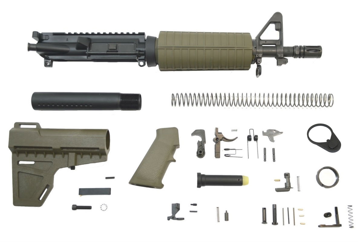 PSA 10.5" 5.56 NATO 1/7" Phosphate Classic Shockwave Pistol Kit, Olive Drab Green - 5165448972 - Palmetto State Armory