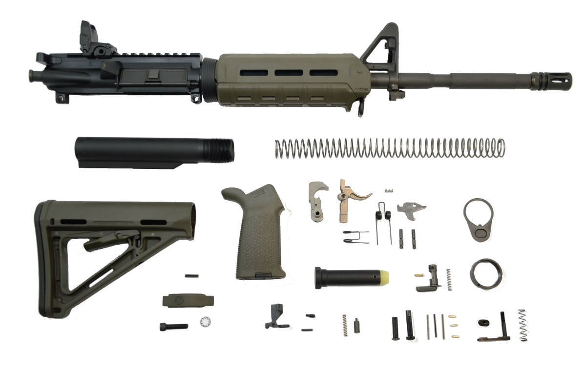 PSA 16" Carbine-Length M4 5.56 NATO 1/7 Phosphate MOE EPT Rifle Kit w/ Rear MBUS, ODG - Palmetto State Armory