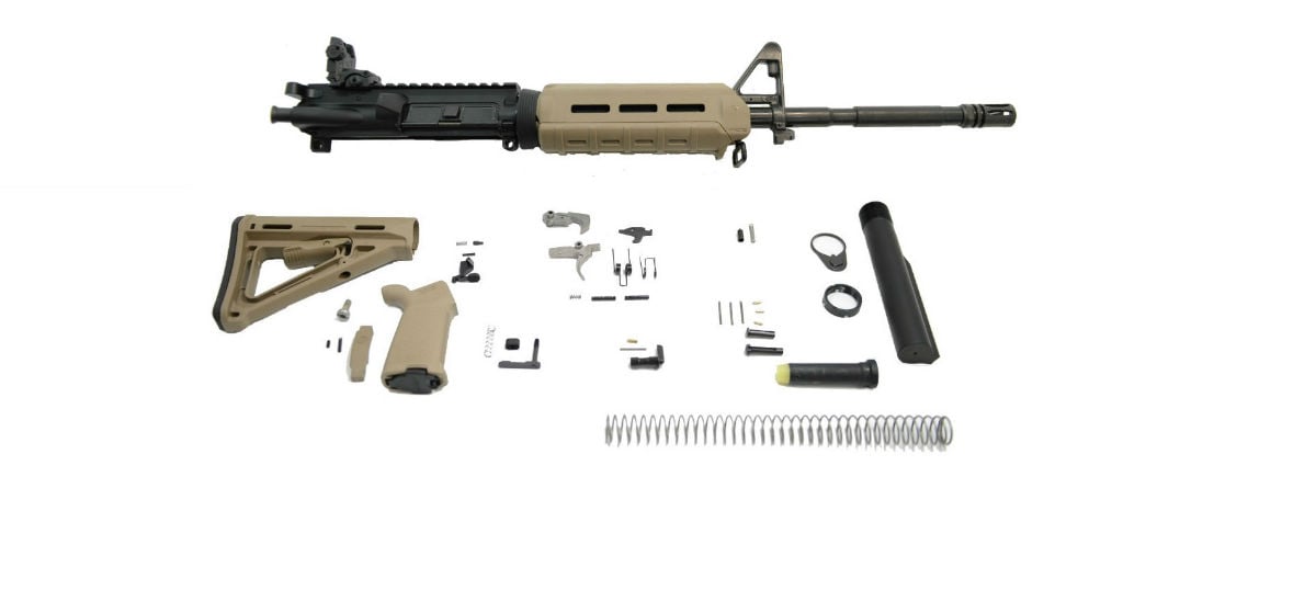 PSA 16" M4 Carbine-Length 5.56 NATO 1/7 Phosphate MOE EPT Rifle Kit with Rear MBUS, Flat Dark Earth - Palmetto State Armory
