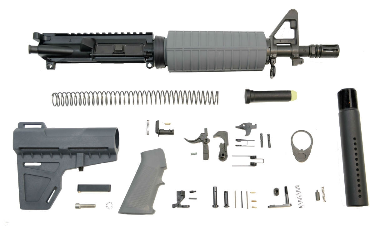 PSA 10.5" Carbine-Length 5.56 NATO 1/7" Nitride Classic Shockwave Pistol Kit, Gray - 5165449226