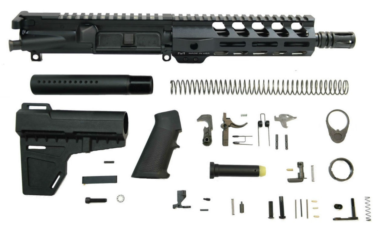 PSA 8.5" Pistol-length 5.56 NATO 1/7 Nitride 7" Lightweight M-Lok Classic Shockwave Pistol Kit - 5165449143 - Palmetto State Armory
